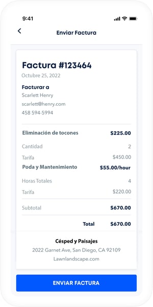 Factura detallada desde el app de GoSite.