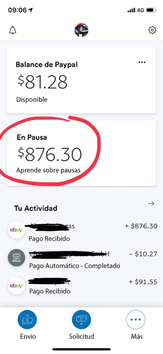 Paypal manteniendo congelado el dinero de un cliente en una transaccion.