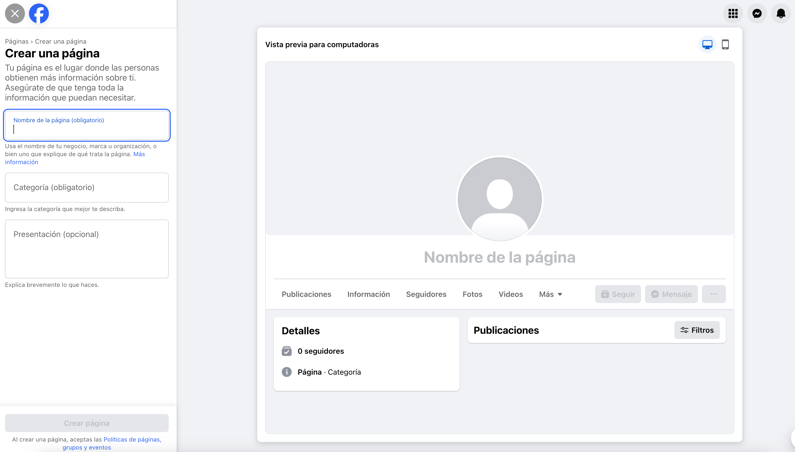 Completa tu Perfil de Negocio de Facebook.