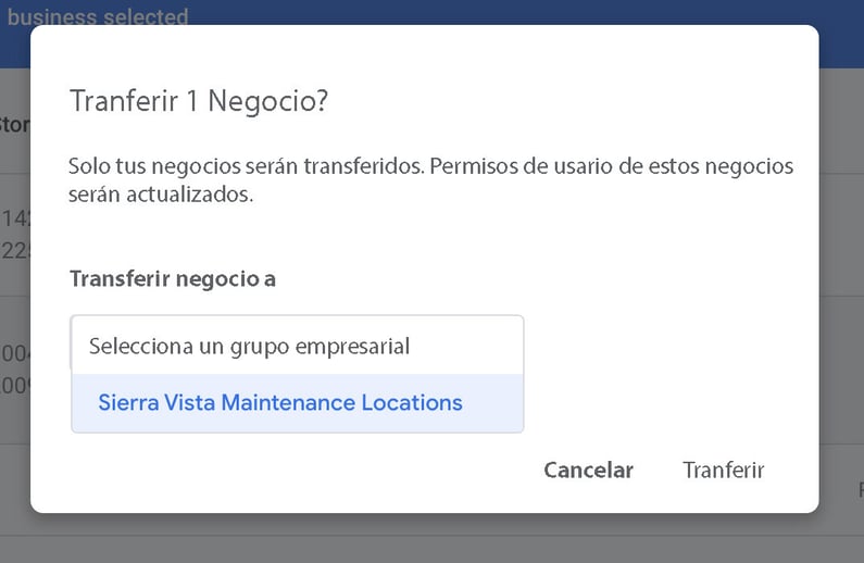 Captura de Imagen para Transferir Negocio a Grupo